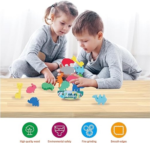DREVENÉ PUZZZLE ZVIERATKÁ BALANCE BALANCE PRE DETI 3+ ZVIERIČKOVÉ BLOKY