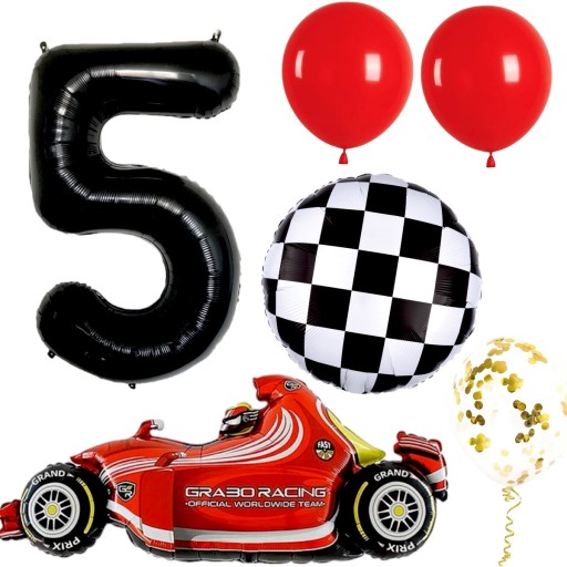 Sada narodeninových balónov Motorsport Bolid Formula F1 RACE pretekárske auto CYFRA 5