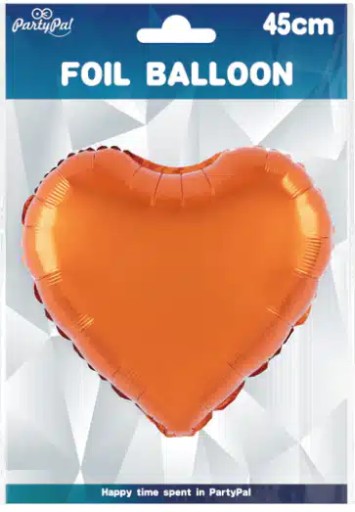 Srdiečkový fóliový balón oranžový 18''