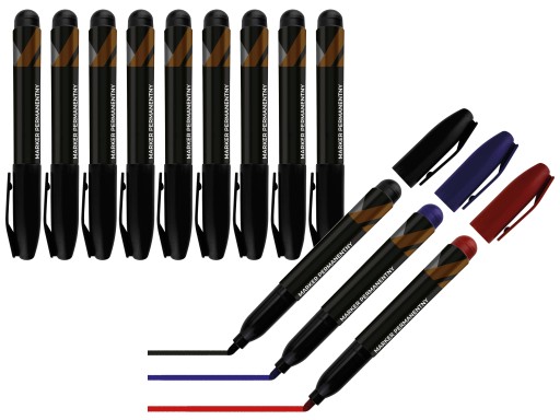 12x PERMANENTNÉ okrúhle značkovacie pero ČIERNA ČERVENÁ MODRÉ VODEODOLNÉ