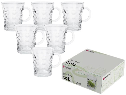 6x Sklenený hrnček 280 ml KOLESA súprava pohárov