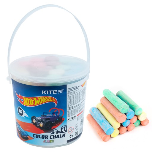 Farebná chodníková krieda na školskú tabuľu, 15 kusov, Kite Hot Wheels