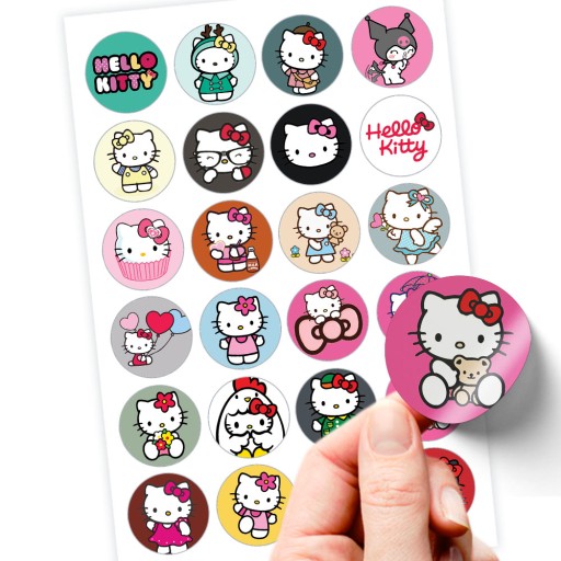 ZNAČKOVÉ NÁLEPKY HELLO KITTY, SUPER KVALITA, 24 KS