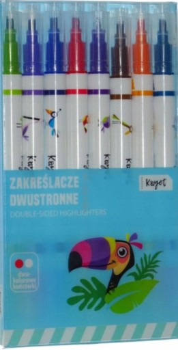 Obojstranné zvýrazňovače, 8 kusov, 16 farieb