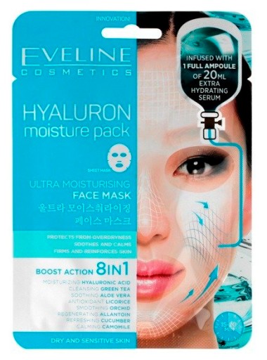 Eveline HYALURON MOISTURING listová maska 8v1
