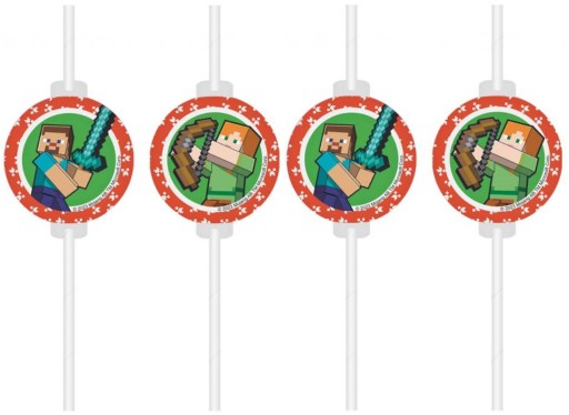Minecraft narodeninové slamky 4 kusy Narodeninové