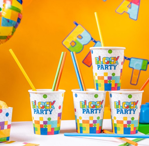 Papierové poháre Colorful Blocks Birthday Party 200ml 6ks.