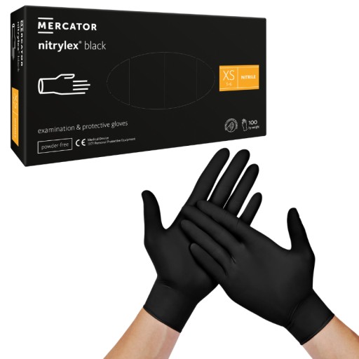 Rukavice nitrilové BLACK MERCATOR NITRYLEX čierne AQL 1,5 100 ks veľkosť XS