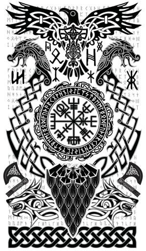Falošné tetovanie Viking Nordic signs black