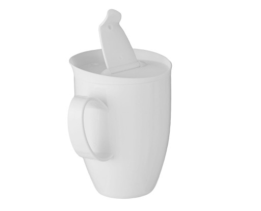 GASTRO hrnček S viečkom, OPÄTOVNE POUŽITEĽNÝ, 450ML, BIELY