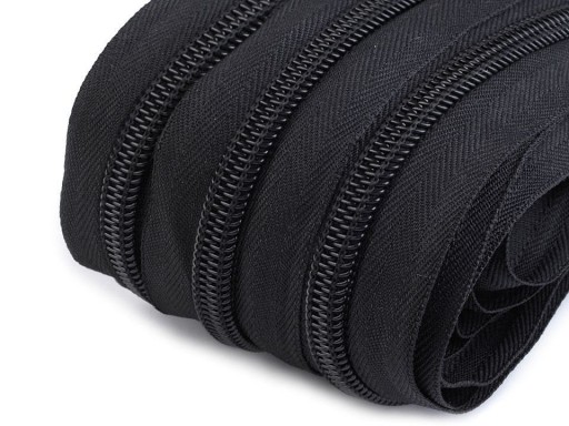 Páska na zips 7 mm čierna, čierny zips, zips, 1 meter