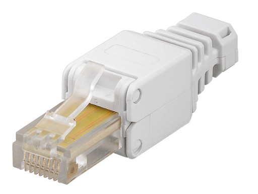 RJ45/8P8C UTP kat.5E zástrčka, krútená dvojlinka, drôt/lanko AWG23-26, bez náradia