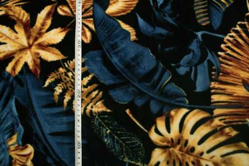 DTY PRINTED FLEECE, vzor Monstera, Modrá 1/2 MB