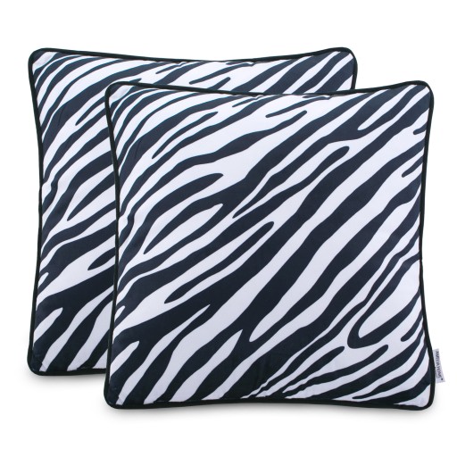 Obliečka na vankúš 2 ks, zvierací vzor zebra 45x45 Čierna