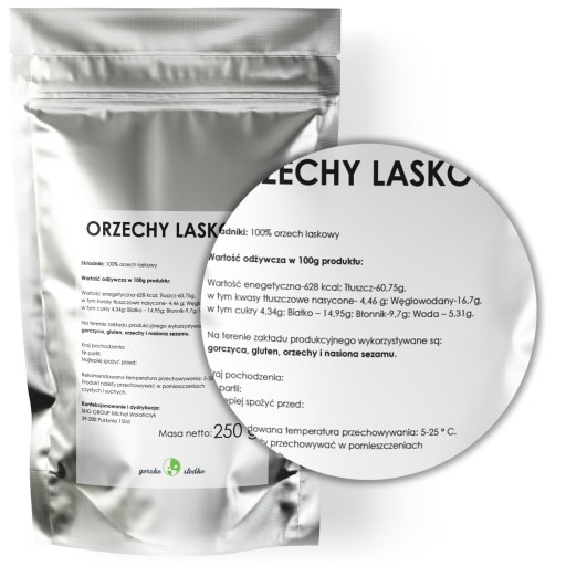 Lieskové orechy lúpané, čerstvé, prírodné, 250g