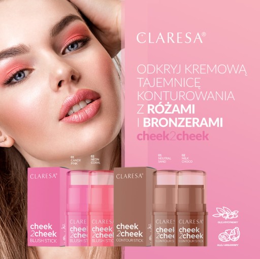 CLARESA LÍČKA 2 LÍČKA KRÉMOVÁ RUŽOVÁ TYČKA 02 NEON CORAL