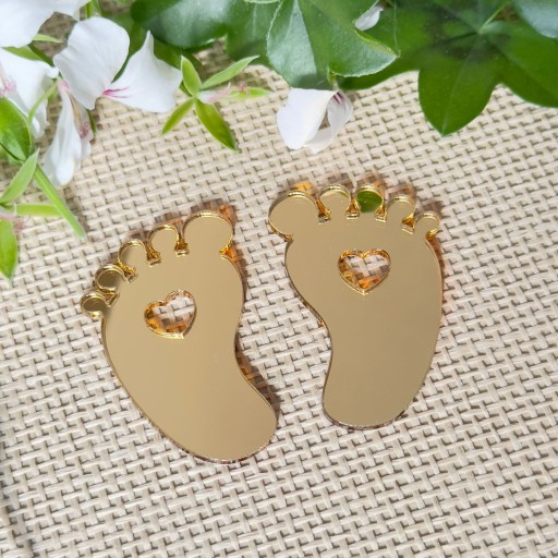 Dekor na bočnú stranu torty Nohy Baby's feet Ročné zlaté plexi zrkadlo