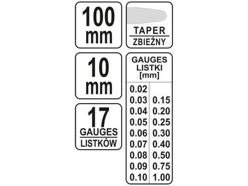 Spáromer 100 mm, 17 lopatiek 0,02-1 mm