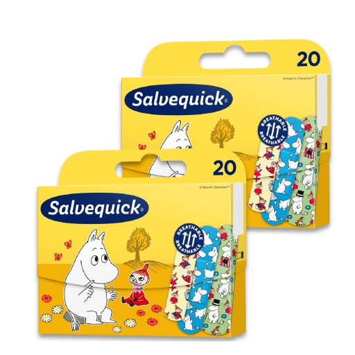 2x náplasti SALVEQUICK MOOMIN pre deti VODEODOLNÉ priedušné 20 ks.
