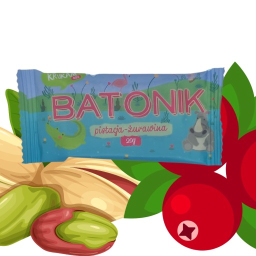 KRUKAM Pistáciová datľová tyčinka - brusnica 20 g