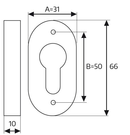 Úzka oválna ceduľka 31mm INOX, nerez