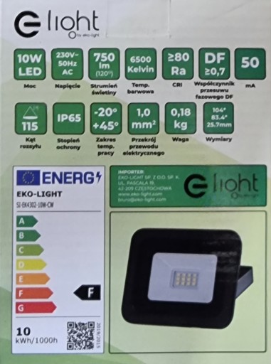HALOGÉN LED 10W 6500K 860lm ZÁVODOVÁ LAMPA VÝKONNÁ VODEODOLNÁ PREMIUM