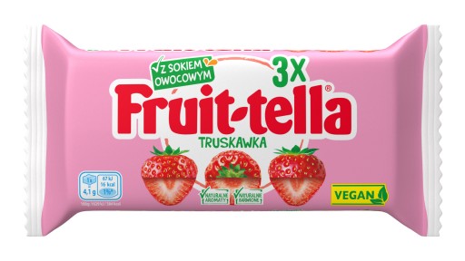 Fruittella vegánske cukríky Strawberry 3Pack 123g