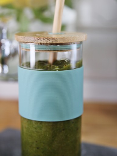 SKLENENÁ fľaša SMOOTHIE pohár 400ml bez vrchnáka bez slamky OUTLET