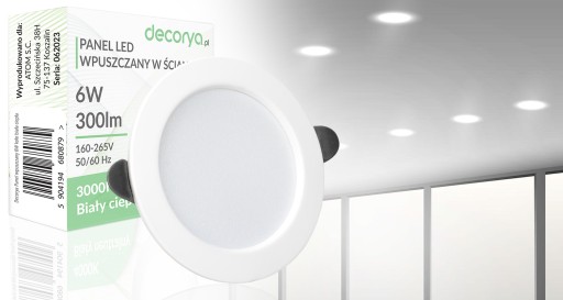 ZÁPUSTNÉ STROPNÉ LAMPI, LED PANEL TEPLEJ BIELY, TEPLEJ BIELY 6W, 9,5cm