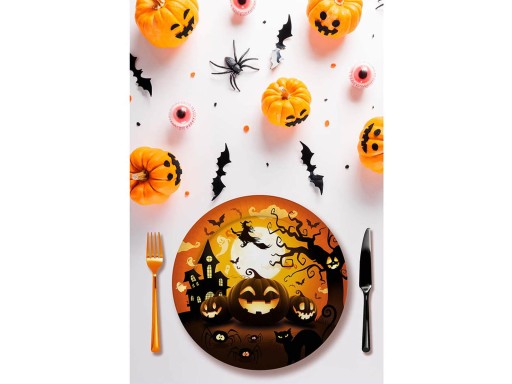 Halloweenske tekvicové taniere 23 cm 6 ks