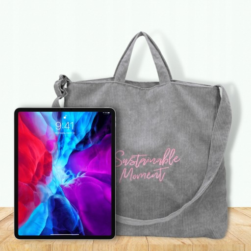 ŠEDÁ Manšestrová taška SHOPPER Priestranná taška cez rameno