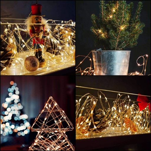 30LED DRÔTOVÉ SVETLO SVETLO VIANOČNÉHO STROMČEKA TEPLÉ BIELE MIKRO STRUNKY NA BATÉRIU