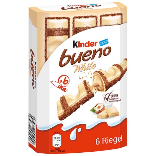 Kinder Bueno Biele tyčinky s náplňou 6 ks