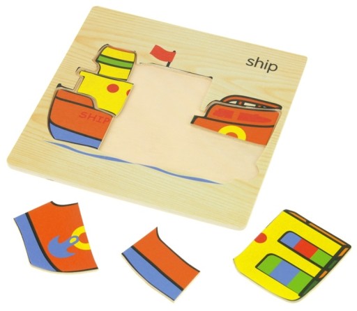 Drevené vzdelávacie puzzle zvieratká Vozidlá