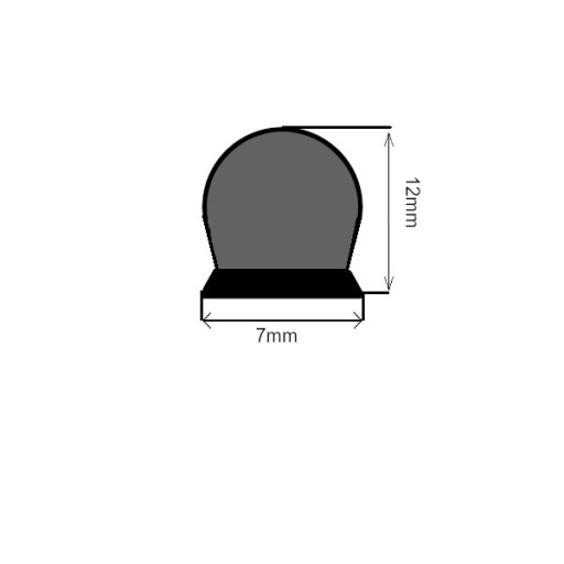 Štetec, lepené tesnenie 7x12mm šedé 10m