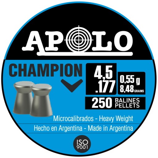 Apolo Champion pelety 4,5 mm 250 ks, plochý kotúč
