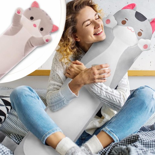 MASKOT PLYŠOVÝ VANKÚŠ HRAČKA HRAČKA HRAČKA HRAČKA DLHÁ MAČKA ŠEDÁ 50cm