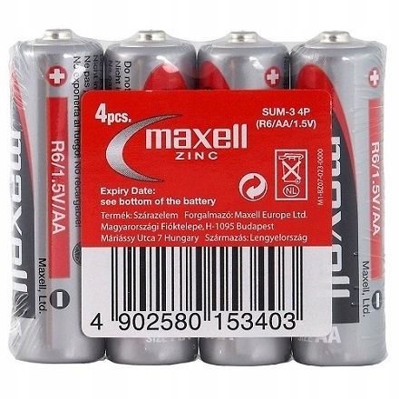 4 x BATÉRIE MAXELL zinok R06 AA 1,5V PRSTOVÉ BATÉRIE