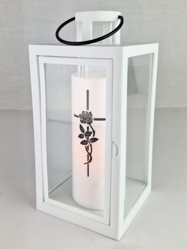 DEKORATÍVNA LAMPIÓNA ZÁHRADNÁ LAMPA OTVÁRAteľná 21CM PRÁZDNÁ BIELA