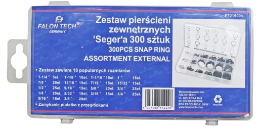 Sada vonkajších segerových krúžkov 300 kusov 3-32 mm