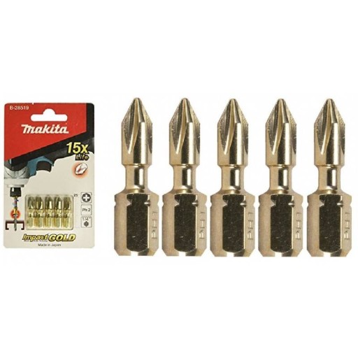 Makita B-28519 PH2 Bity rázové 25mm ZLATÉ 5ks