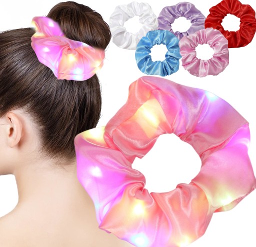 HRUBÁ VLASOVÁ GUMA SCRUNCHIE LED SVIETEĽNÁ 5x