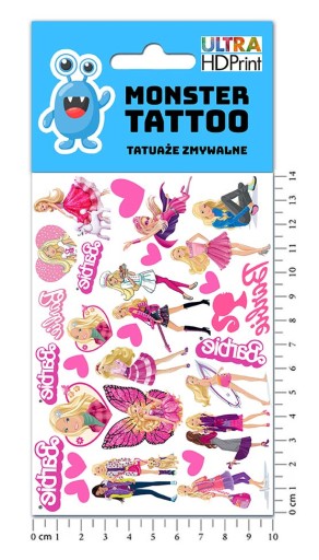 UMÝVAJÚCE DOČASNÉ TETOVANIE PRE DETI BARBIE DETI ORIGINÁLNE DIZAJNY