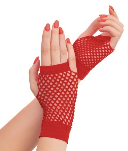 Sieťované rukavice bez prstov, červené, 11 cm