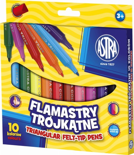 Astra trojuholníkové jumbo fixy, 10 farieb
