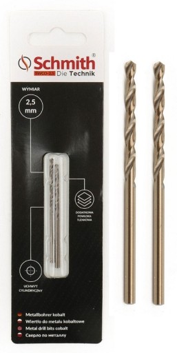 SCHMITH KOBALTOVÝ VRTÁK KOVOVÝ VRTÁK 2,5mm 2ks SADA PRE LIATINU