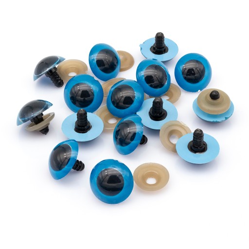 Bezpečnostné oči so závitom a svorkou na hračky Modrý plast 8 mm 20 párov