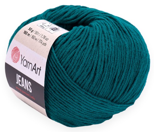 Jeans YarnArt priadza, farba C. ZELENÁ 63