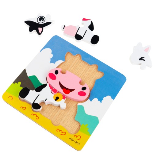 DREVENÉ PUZZLE VZDELÁVACIE KRAVSKÉ PUZZLE BLOK