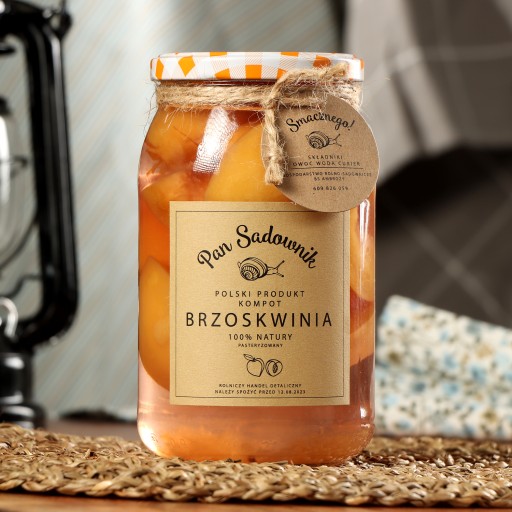 Broskyňový kompót 900 ml Pan Sadownik LOW-SLADK